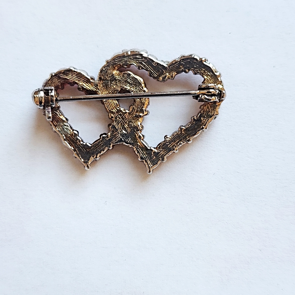 Double Heart Brooch Pin - Picture 2 of 2
